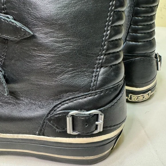 Ash Volcano Super High Top Buckle Sneaker in Black Leather in Size 6 NWT - Picture 6 of 16